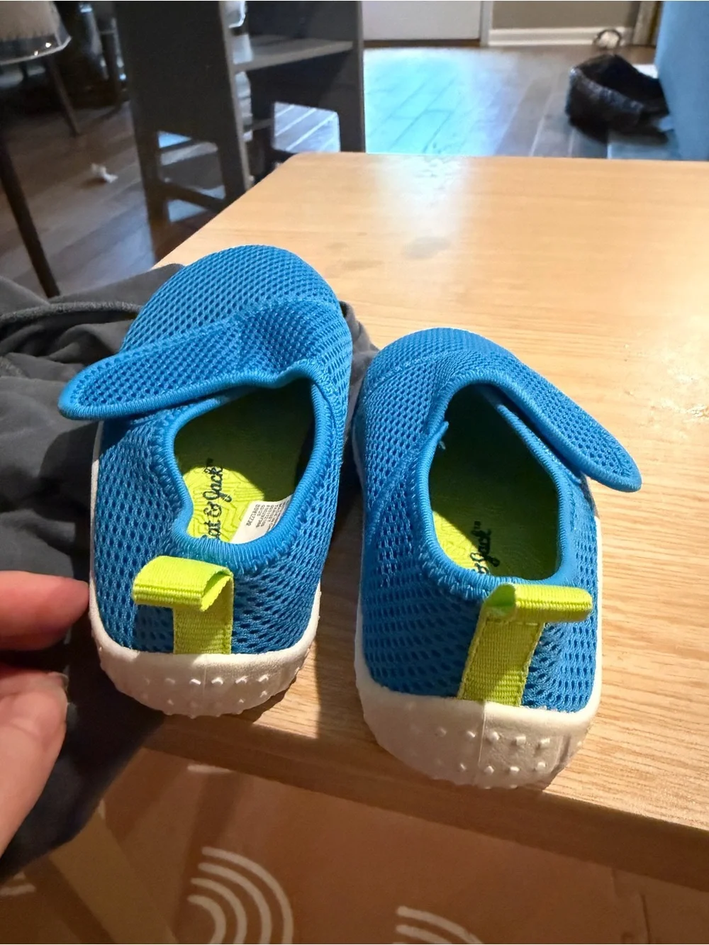 Cat & Jack Blue Mesh Water Shoes with Lime Pull Tabs